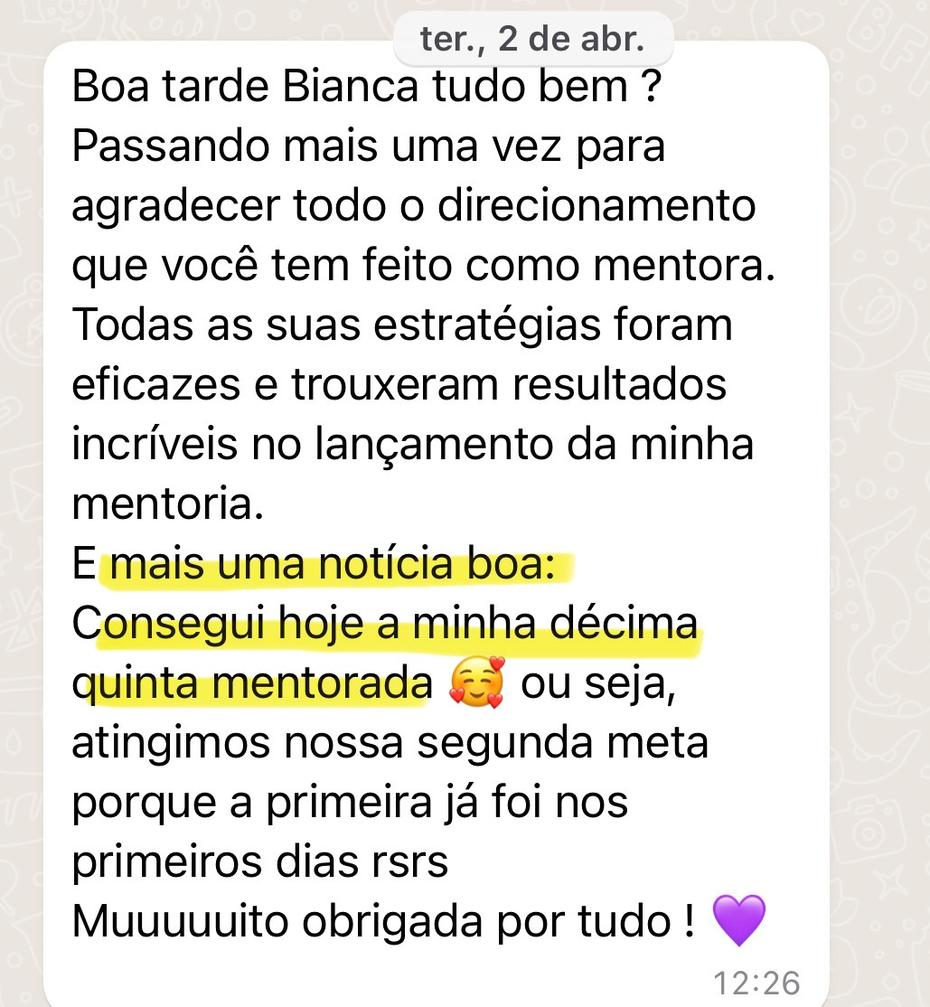 Print de mensagem sobre resultados no lançamento