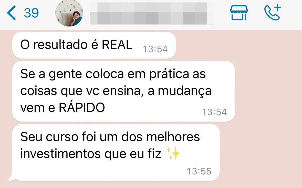 Print de mensagem sobre resultado real e rápido