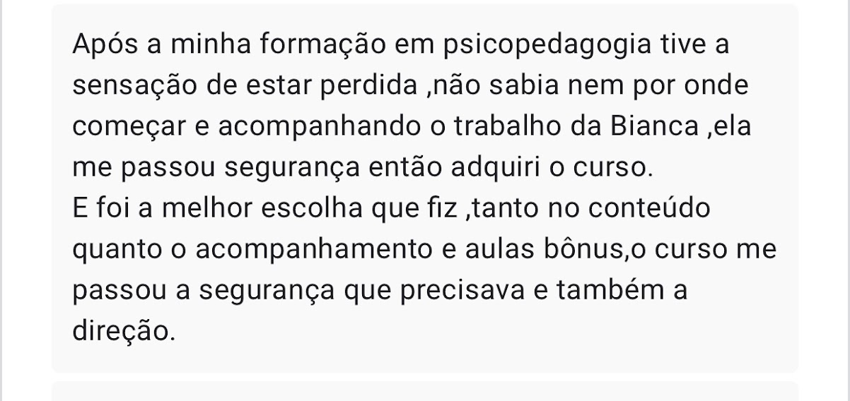 Print de depoimento sobre encontrar direção após a formação