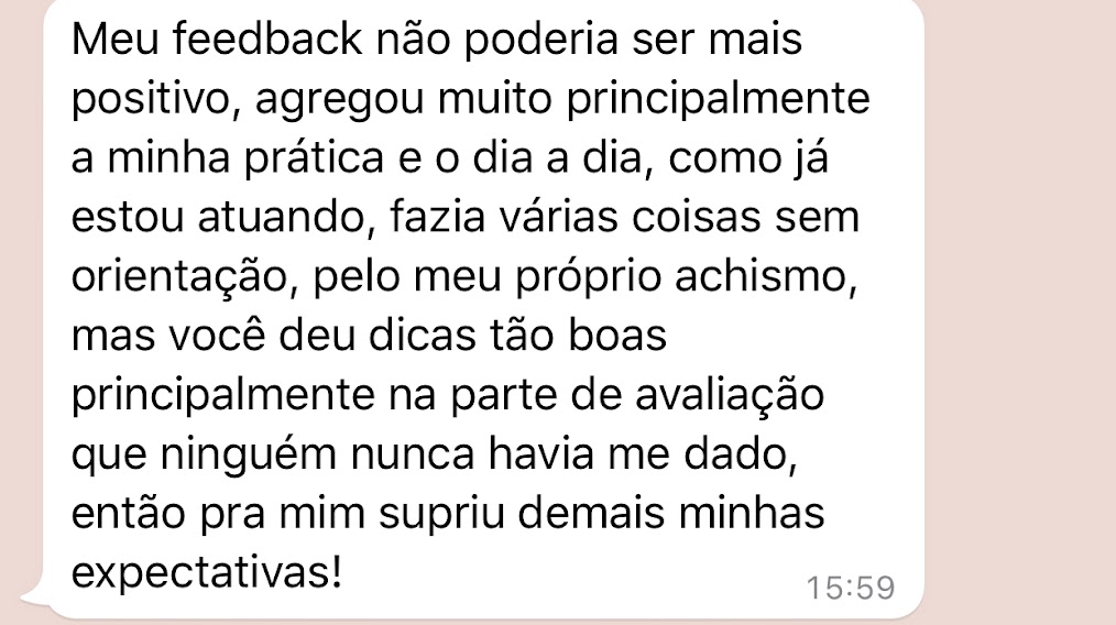 Print de feedback sobre orientação na avaliação