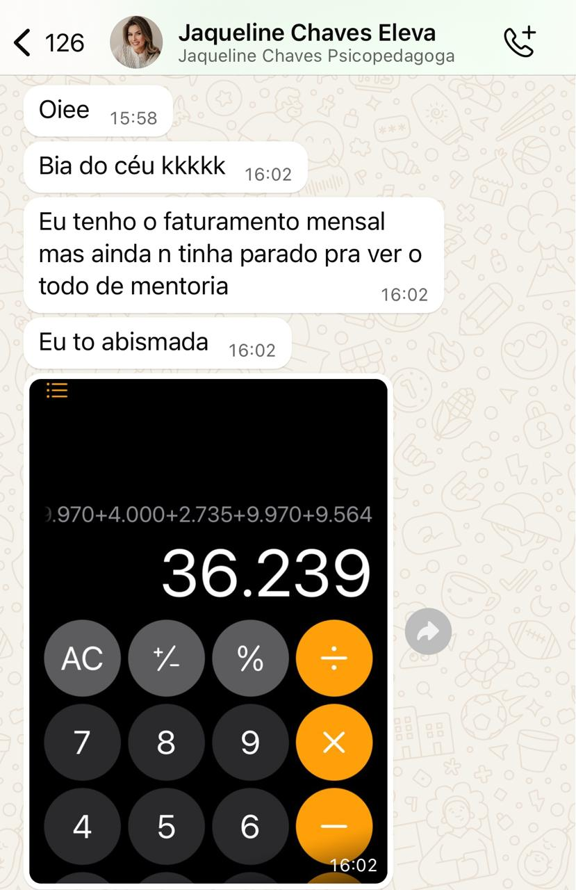 Print de conversa com faturamento de R$ 36.239